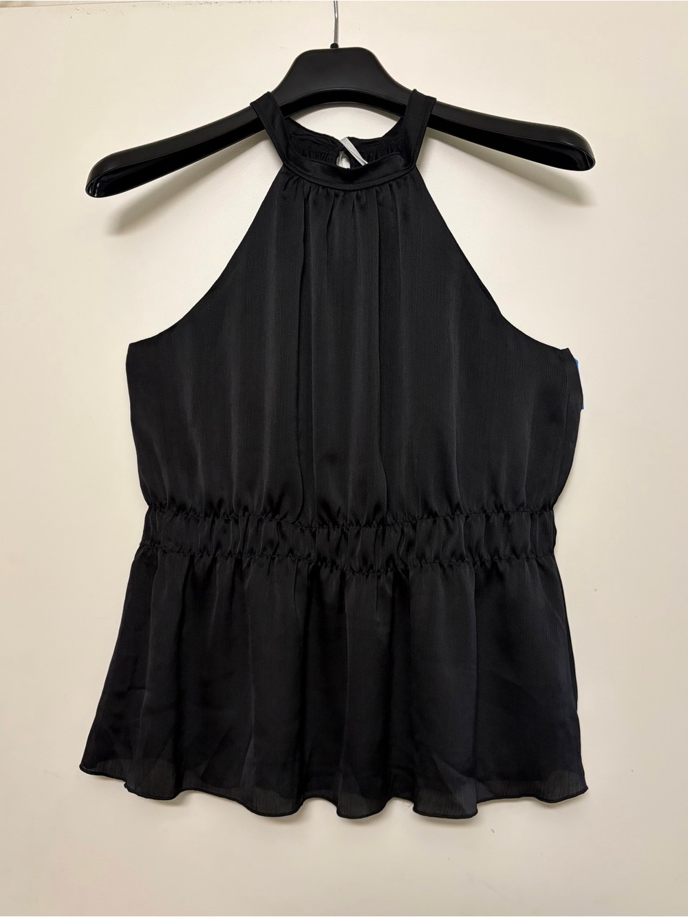 Grace Karin Women’s Black Halter Neck Pleated Waist Top XL